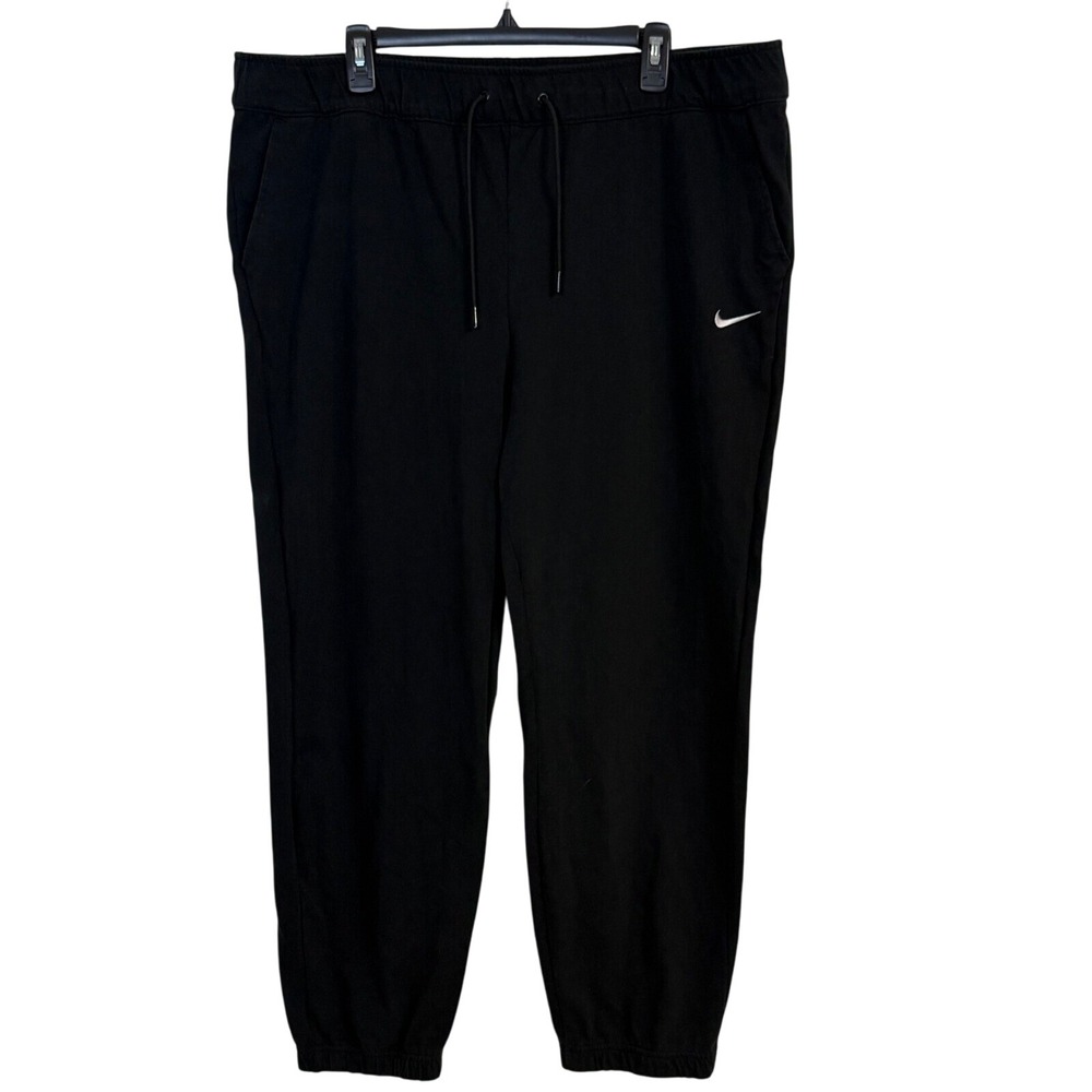 Nike Men's 2XL Jogger Sweatpants Black Cotton Drawstring Swoosh Logo Pants